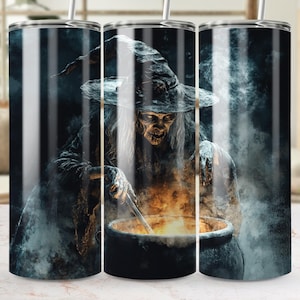 Haunted Witch 20oz Skinny Tumbler Wraps, Halloween Themed 3D Horror Tumbler Wrap, Ghost Tumbler Template, Commercial Use