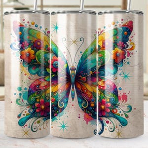 3D Butterflies Sublimation Designs Commercial Use Skinny Tumbler Skinny Design Straight Skinny Sublimation 20 oz Butterfly