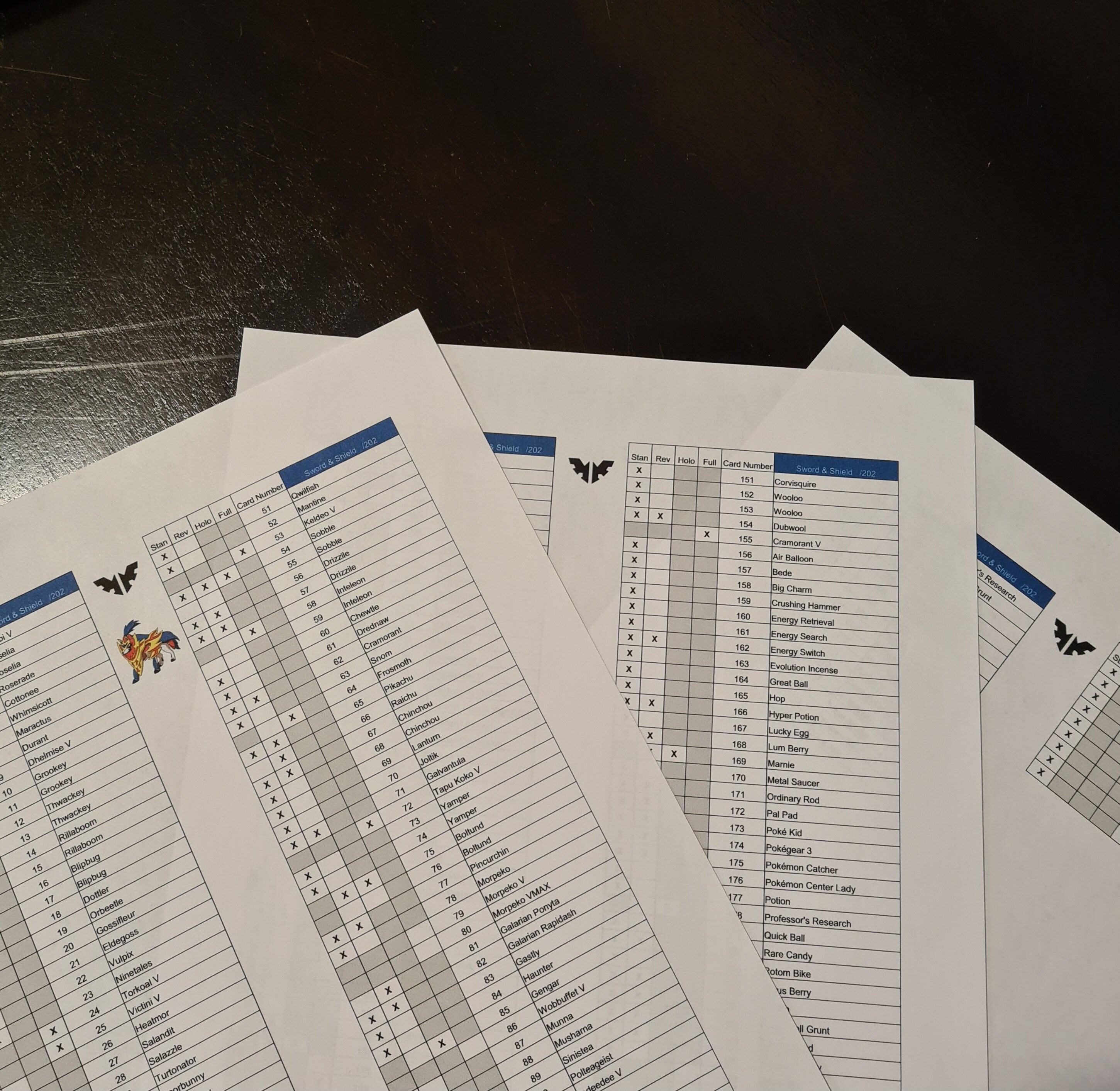 Sword &amp; Shield Checklist for Tracking Pokemon Cards - LIKE: Lapras VMAX ...