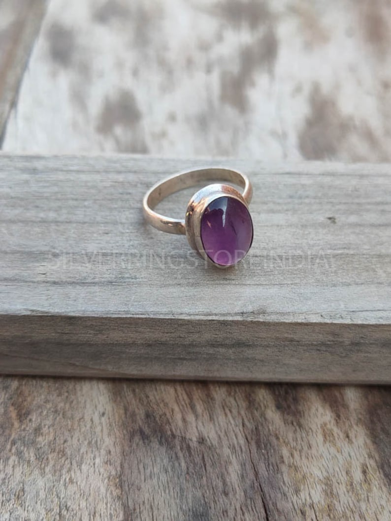 Purple Amethyst Ring, 925 Silver Plated Ring, Simple Ring, Chris Purple Amethyst Ring, 925 Silver Plated Ring, Simple Ring, Chris