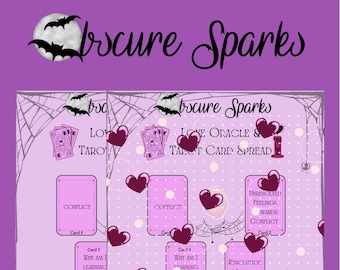 LOVE Tarot and Oracle Card Spread | Love Divination Card Spread | Digital Card Spread