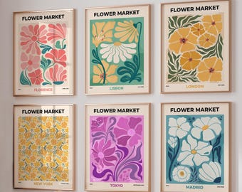 Flower Market Prints, Gallery Wall Set of 6 (Digital Download)