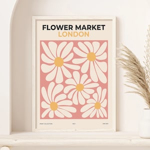 Flower Market Print, Flower Poster, London, Botanical Prints, Flower Prints, Printable Wall Art, Flower Wall Art, Digital Art Print
