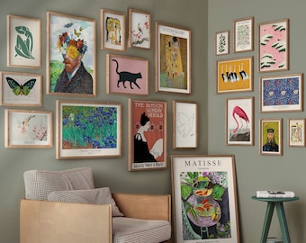 Eclectic Gallery Wall Art Set, Vintage Art Prints (Digital Download)