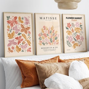 Vintage Druck, Blumenmarkt Druck, Matisse Druckset, Galeriewand Set, Vintage Poster Set, druckbare Wandset, 3-teilige Wandkunst
