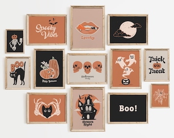 Halloween Gallery Wall Art, Vintage Poster Set (Digital Download)