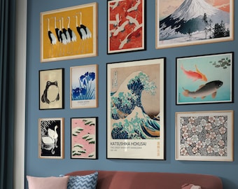 Japanese Art Print Gallery Wall Set, Eclectic Home Decor (Digital Download)