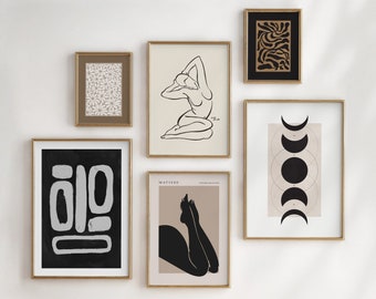Modern Abstract Gallery Wall Art Set of 6 (Digital Print)