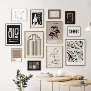 Modern Gallery Wall Set of 12, Modern Minimalist Abstract Art Print, Black and White Art, Picasso, Neutral Colors, Boho Prints, Home Decor