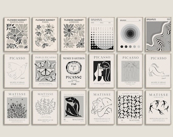 Black and White Exhibition Prints, Picasso Matisse Art (Digital Download)