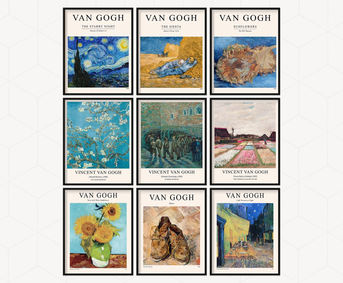 Set of 9 Prints Vincent Van Gogh Van Gogh Print Van Gogh Etsy