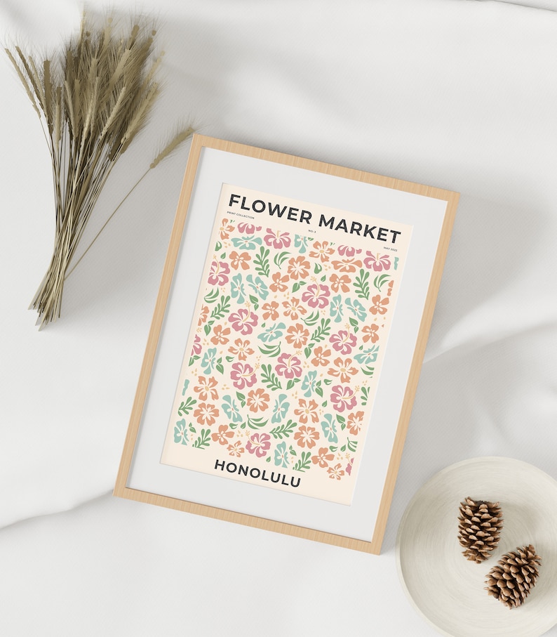 Flower Market Poster Flower Market Honolulu Print Digital Etsy