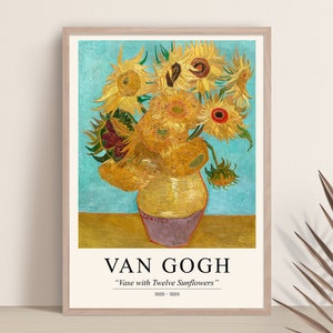 Vincent Van Gogh, Girasol, Flores, Rosas, Maceta, Impresión de Van Gogh, Cartel de exposición, Arte de pared digital, Descarga digital, Decoración del hogar