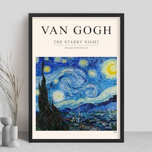 Noche estrellada de Van Gogh, Impresión de Vincent Van Gogh, Cartel de la noche estrellada, Arte de pared digital, Decoración única del hogar, Decoración de la pared, Descarga instantánea