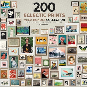 MEGA BUNDLE 200 Art Prints Set, Eclectic Gallery Wall Set, Printable Eclectic Wall Decor, Maximalist Wall Decor, Digital Poster Set