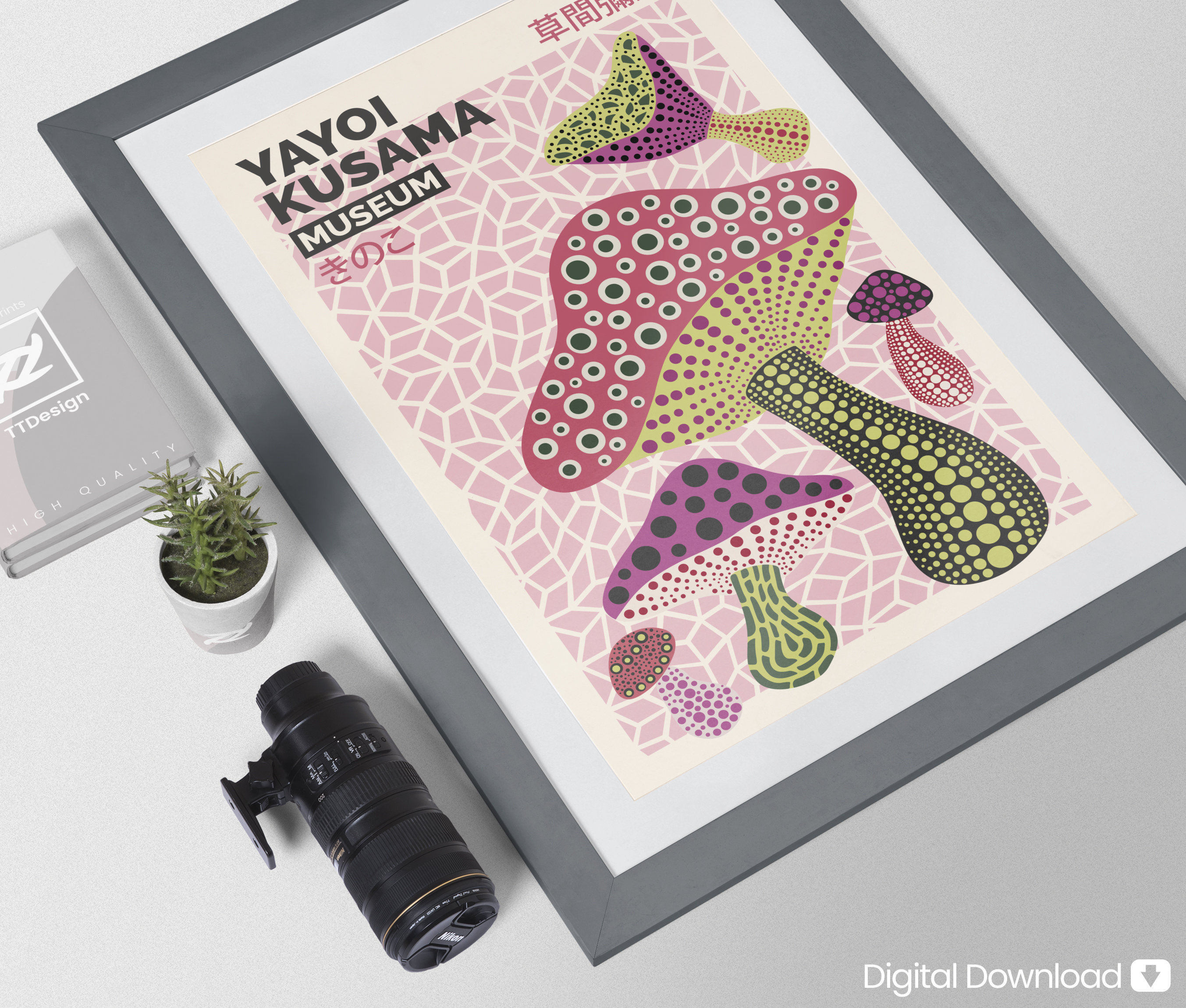 Yayoi Kusama, Mushroom print, Yayoi Kusama Poster sold by Remedial ...