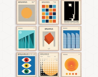 Bauhaus Print Set, Geometric Exhibition Posters (Digital Download)