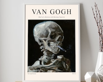 Van Gogh Skull With Cigarette Poster, Printable Wall Art (Digital Download)