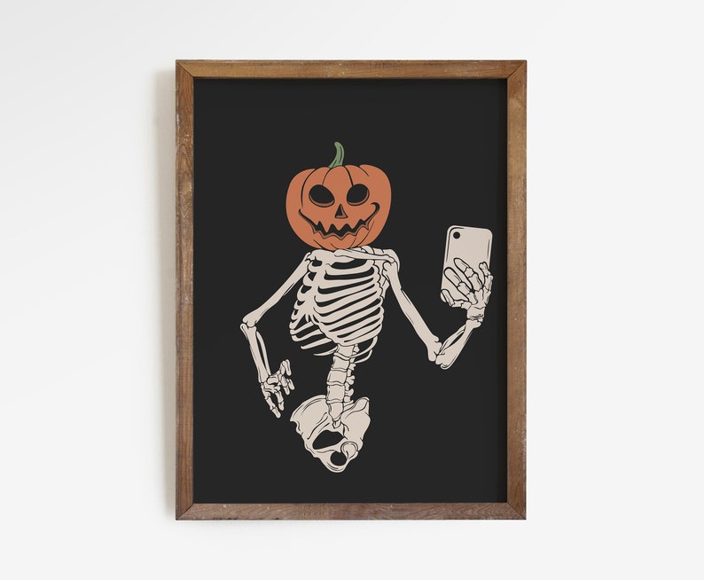 Halloween Vintage Poster Set, Spooky Cat, Pumpkin Skeleton (Digital Download) image 5