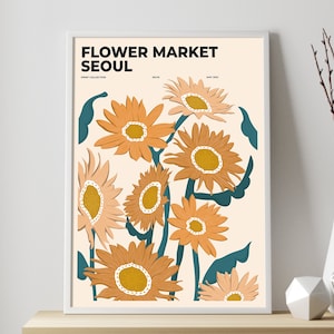 Flower Prints, Flower Market Seoul, Flower Market Poster, Flower Shop Sign, Flower Poster, Printable Wall Art, Florist Gift, Retro Flower
