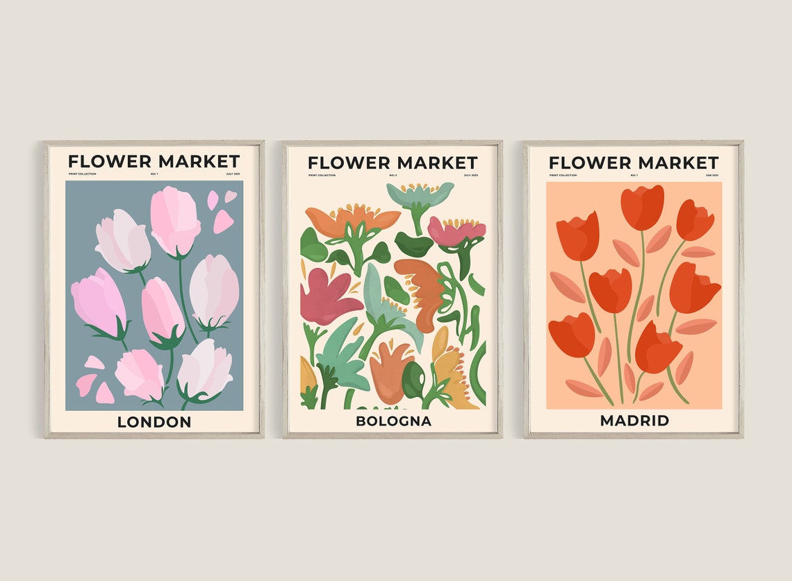 Flower Market Set of 12 Prints Flower Market Wall Bundle - Etsy
