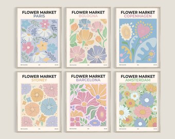 Flower Market Print Set, Botanical Gallery Wall Art (Digital Download)