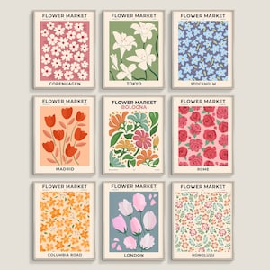 Flower Market Set of 9 Prints, Flower Market Wall Bundle, Printable Wall Art, Flower Market Print, Matisse Flower Market, Tokyo Flower