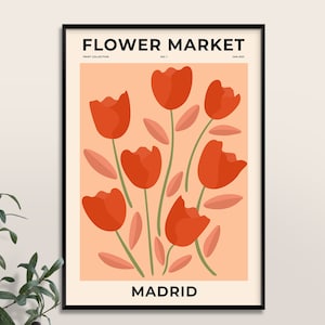 Flower Market Print, Flower Market Madrid, Exhibition Poster, Flower Wall Art, Vintage Print, Floral Art Print, High Quality, Home Decor
