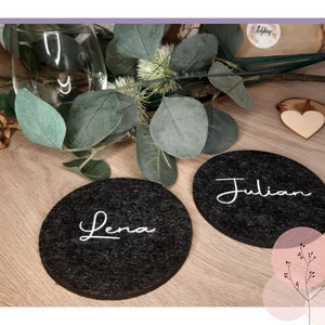 Personalisierte Filzuntersetzer/ Glasuntersetzer/Platzkarten/Gastgeschenk