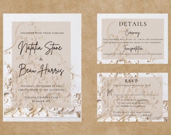 Elegant Champagne Wedding Invitation, Traditional, Printable, INSTANT Download