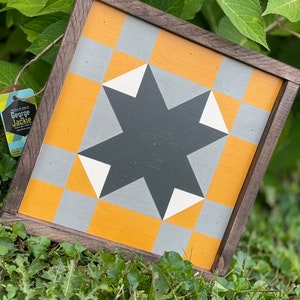 Handmade 1x1 gold and black barn quilt