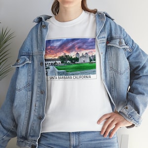 Santa Barbara California Old Mission on Unisex Heavy Cotton Tee