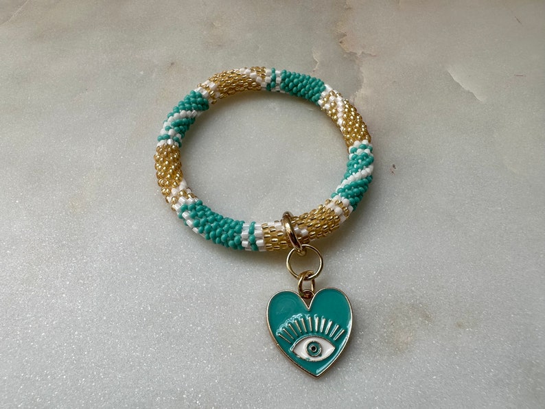 Charmed Nepal Bracelet, Gift for Her, Birthday Ideas, Blue Eye Charm