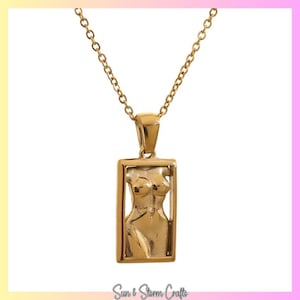 Woman Body Silhouette Necklace, 18K Gold Plated Stainless Steel, Feminine Form Pendant, Women Empowerment Jewelry, Self love necklace, Gift