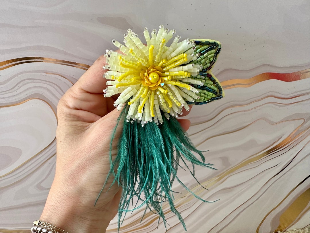 Beaded Flower Brooch, Flower Pins, Flower Design Jewelry, Beaded ...