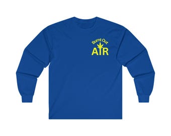 Long sleeved Tshirt. Burnt Out Air.  Front & BACK design. RUNS SMALL.