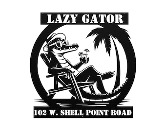 CUSTOM PERSONALIZED metal address sign with a GATOR on it Free Shipping