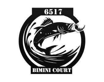 CUSTOM PERSONALIZED Metal Address Sign Fish Jumping Free Shipping