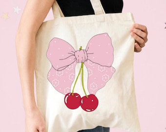 Coquette Cherry Tote Bag: Trendy Book Bag