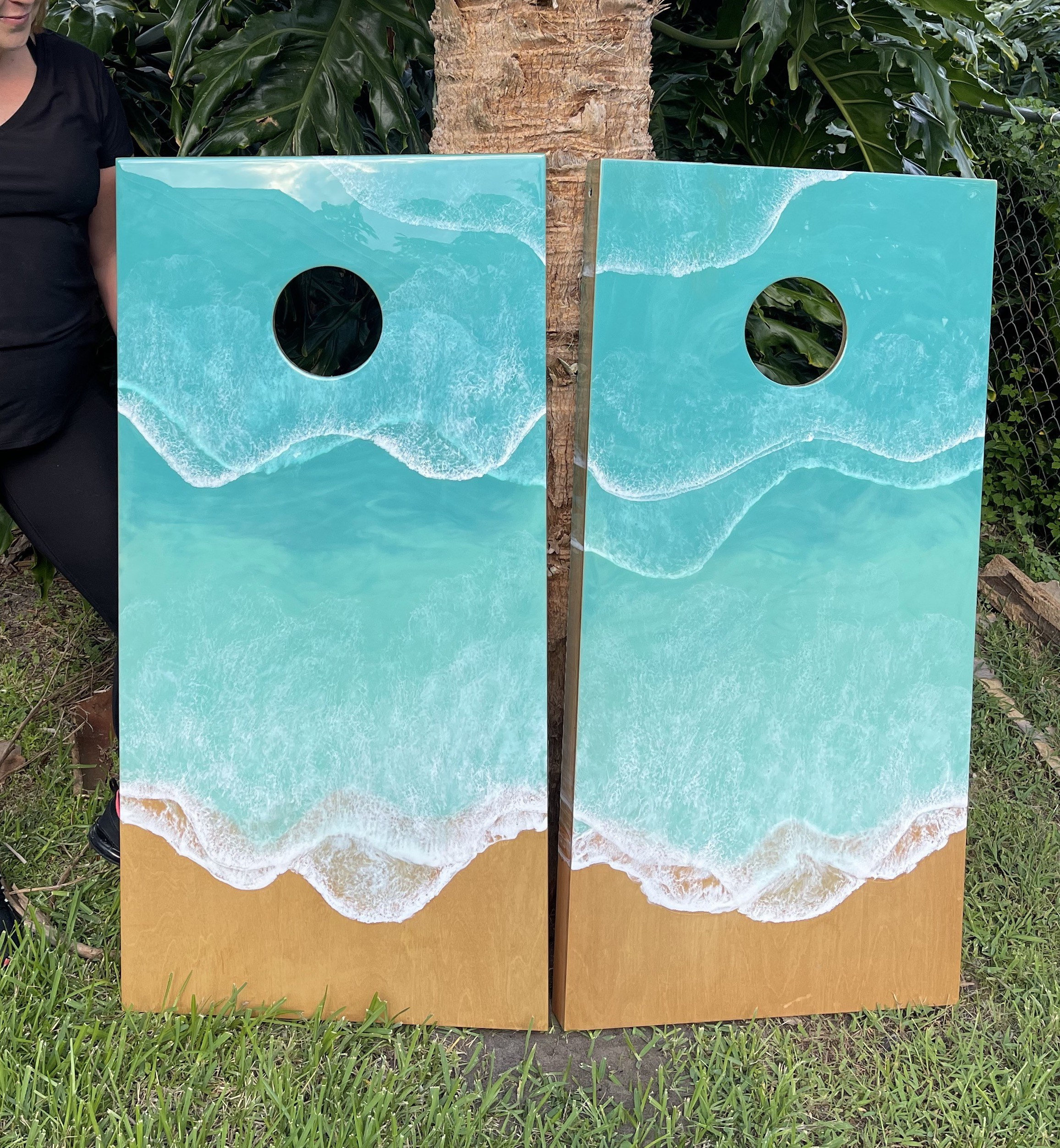 Custom, Made to Order, Cornhole Sets! Ocean Waves,shoreline