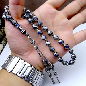 Double Çeşmi-Bülbül Embroidery Erzurum Oltu Stone Rosary,Oltu Stone,Oltu Taşı Tesbih,Oltu Stone Rosary,Tasbih 33,Tasbih Prayer Beads,Tasbeeh image 2