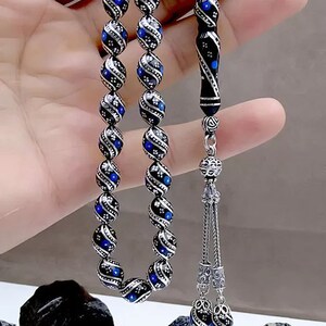 Double Çeşmi-Bülbül Embroidery Erzurum Oltu Stone Rosary,Oltu Stone,Oltu Taşı Tesbih,Oltu Stone Rosary,Tasbih 33,Tasbih Prayer Beads,Tasbeeh image 4