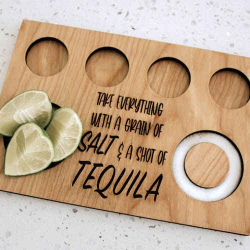 Tequila Lover Gifts Wood Shot Glass Board Tequila Serving Etsy