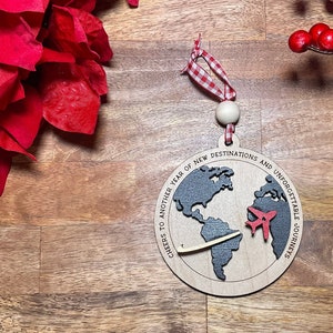 Personalized Christmas Travel Journey Ornament, Holiday Decor, Custom Christmas Gift, Christmas Globe
