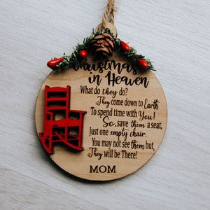 Christmas Chair Memorial Ornament, Christmas in Heaven, Remembrance, Memorial Ornament, Never Forgotten Ornament, Personalized Ornament