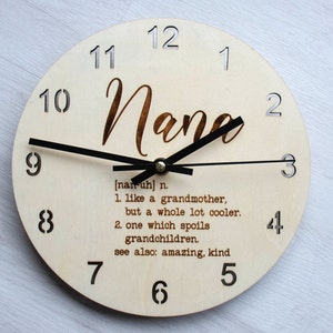 Nana Definition Wooden Clock, Wall Decor, Custom Nana Gift, Nana, Gift for Nana, Wood Clock, Handmade Nana Gift ideas,