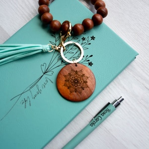 Teal Flowers Journal Gift Set, Small Personalized Cute Journal Gifts for Girls, Women, Engraved Leatherette Notebook
