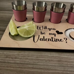 Tequila Lover Gifts, Wood Shoot Glass Board, Tequila Serving Tray with Shot Glasses, Alcohol Gifts. Bar Decor, Valentines Gift