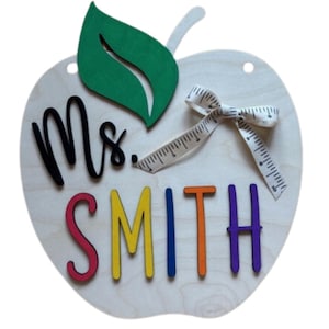 Teacher Appreciation Item, Personalized Apple-Shaped Sign, Classroom Wall Decor, Unique Teacher Gift