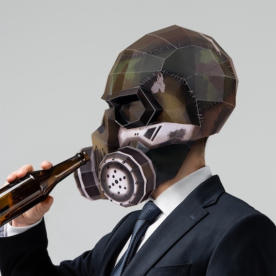 Military Gas Papercraft Mask, Gas Mask Template, DIY Paper Mask